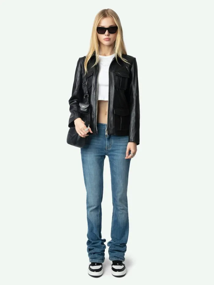 Women Zadig and Voltaire Jackets and Coats Lienna Leather Jacket Black