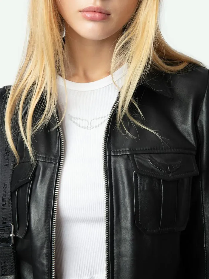 Women Zadig and Voltaire Jackets and Coats Lienna Leather Jacket Black Women Zadig and Voltaire Jackets and Coats Lienna Leather Jacket Black