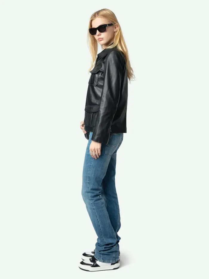 Women Zadig and Voltaire Jackets and Coats Lienna Leather Jacket Black Women Zadig and Voltaire Jackets and Coats Lienna Leather Jacket Black