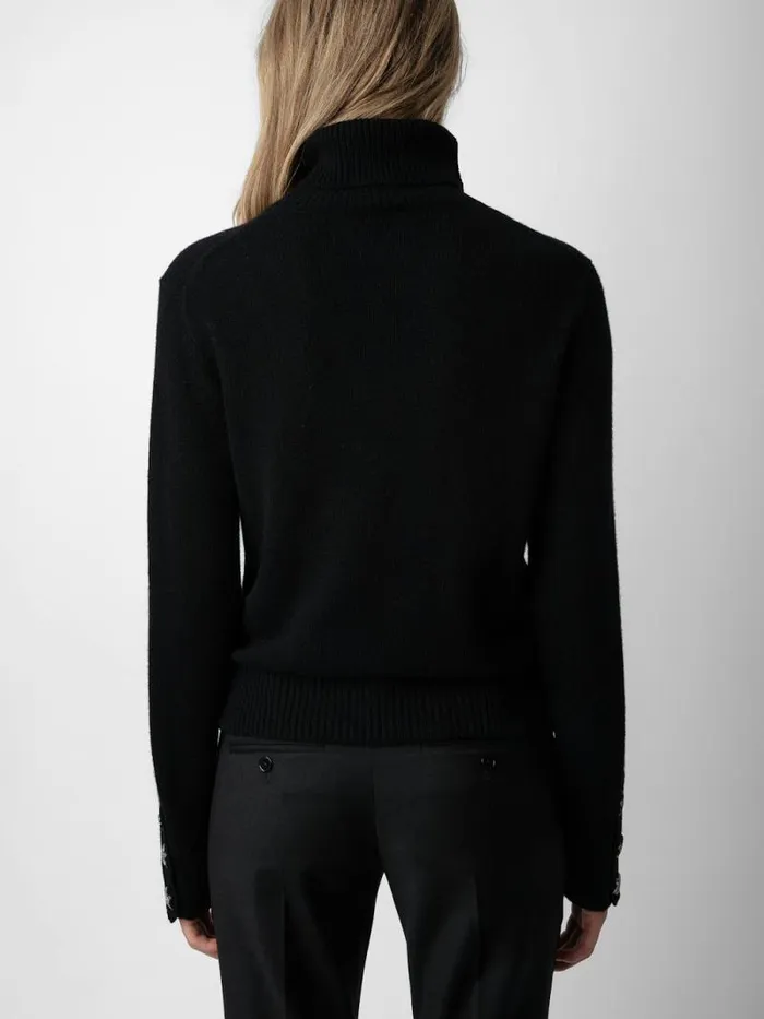 Women Zadig and Voltaire Sweaters and Cardigans Boxy Jewelled Sweater Black