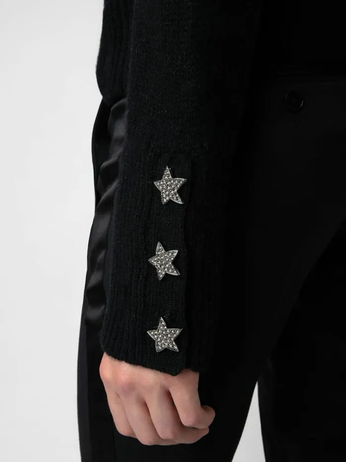 Women Zadig and Voltaire Sweaters and Cardigans Boxy Jewelled Sweater Black