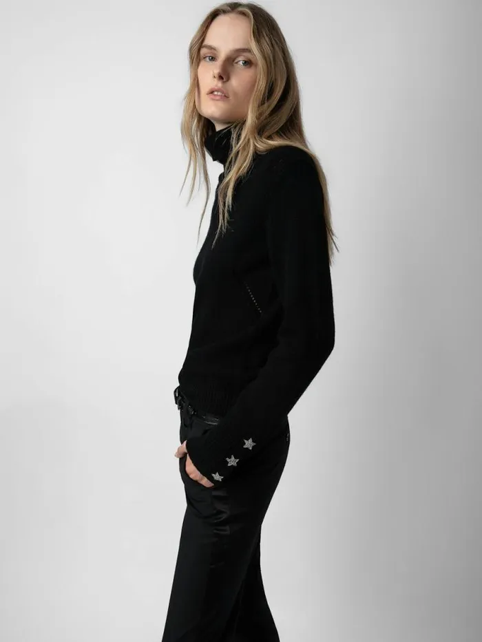 Women Zadig and Voltaire Sweaters and Cardigans Boxy Jewelled Sweater Black
