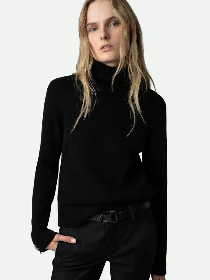 Women Zadig and Voltaire Sweaters and Cardigans Boxy Jewelled Sweater Black