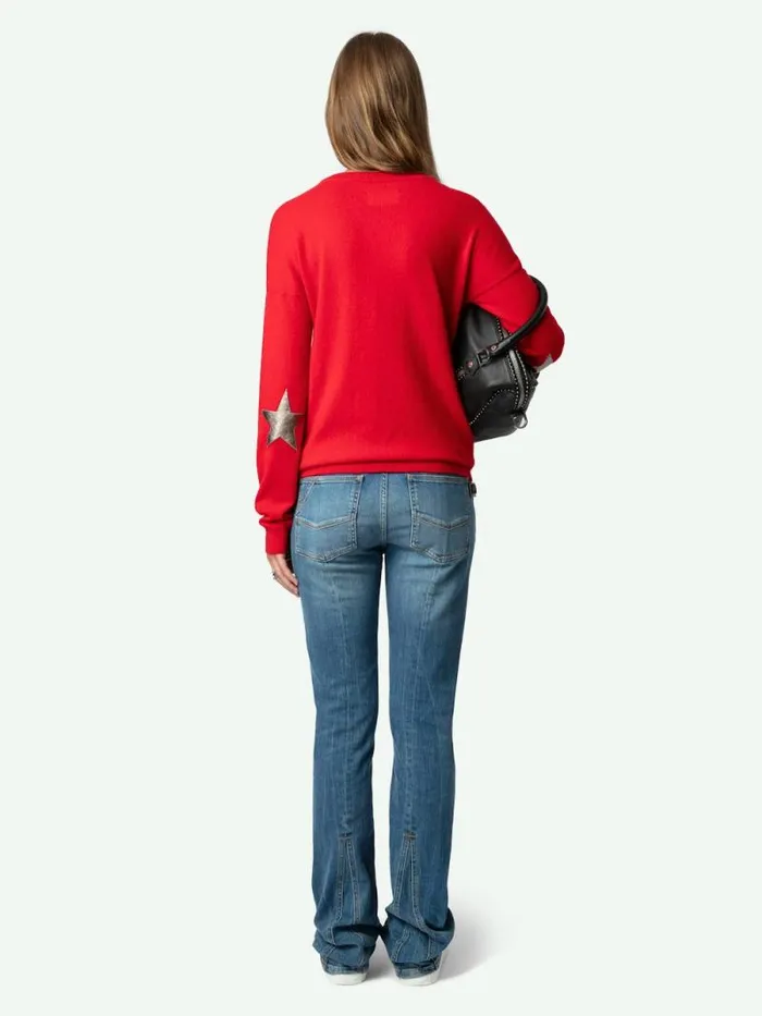 Women Zadig and Voltaire Sweaters and Cardigans Cici Patch Cashmere Sweater Cerise