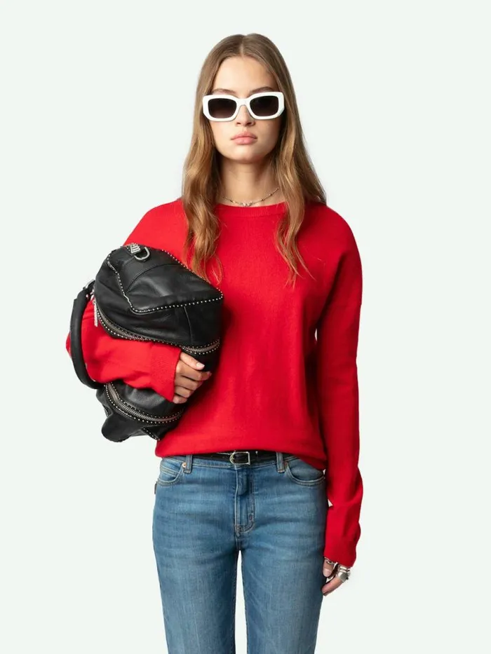 Women Zadig and Voltaire Sweaters and Cardigans Cici Patch Cashmere Sweater Cerise