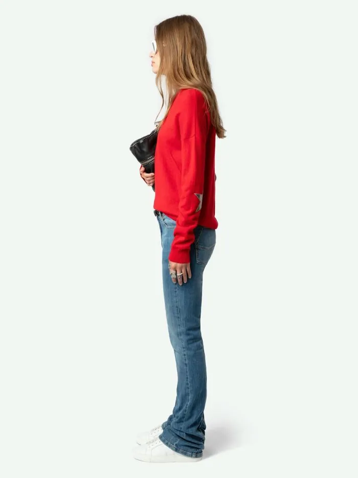Women Zadig and Voltaire Sweaters and Cardigans Cici Patch Cashmere Sweater Cerise