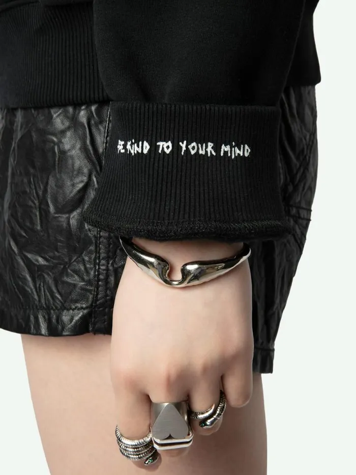 Women Zadig and Voltaire Sweatshirts and Hoodies Georgy Diamante Wings Sweatshirt Black