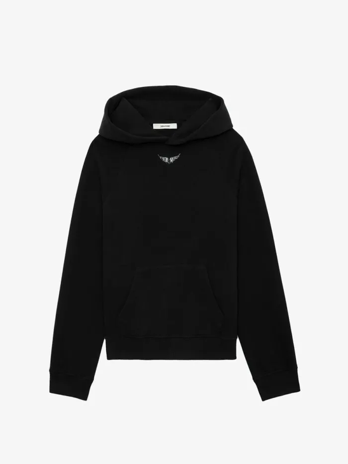 Women Zadig and Voltaire Sweatshirts and Hoodies Georgy Diamante Wings Sweatshirt Black