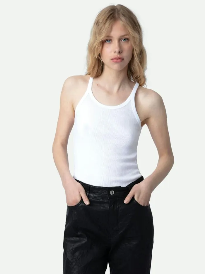 Women Zadig and Voltaire TShirts Alba Tank Top White Women Zadig and Voltaire TShirts Alba Tank Top White