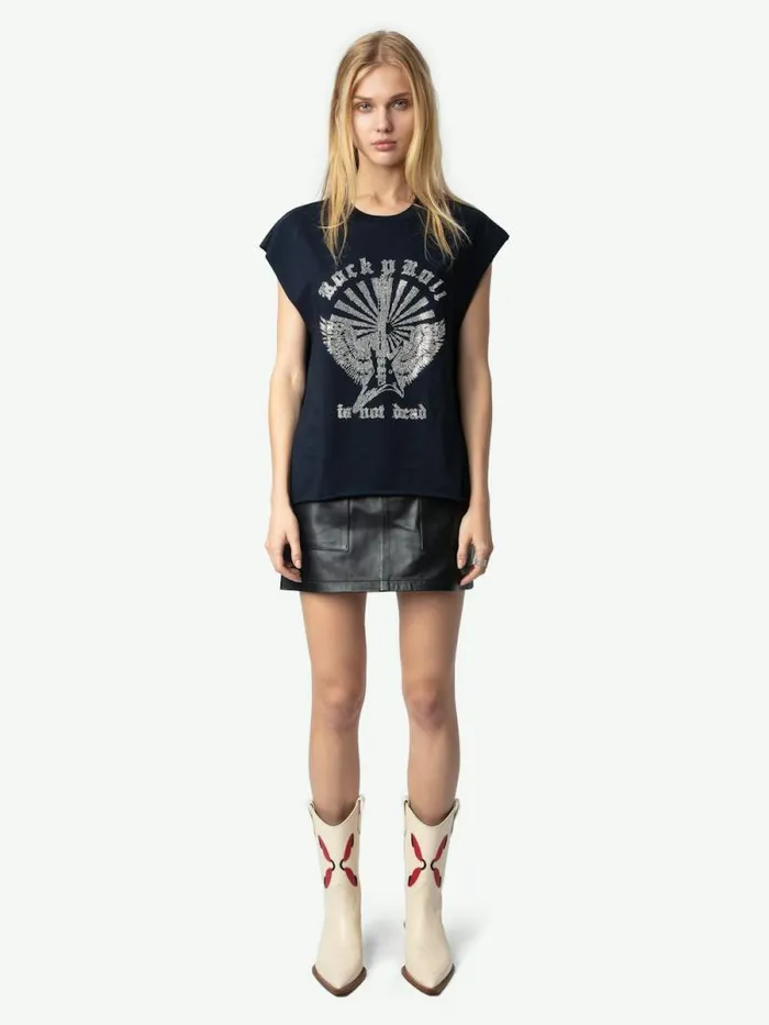 Women Zadig and Voltaire TShirts Cloe Tank Top Encre