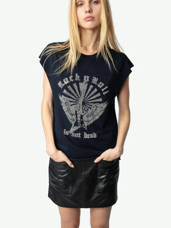 Women Zadig and Voltaire TShirts Cloe Tank Top Encre Women Zadig and Voltaire TShirts Cloe Tank Top Encre