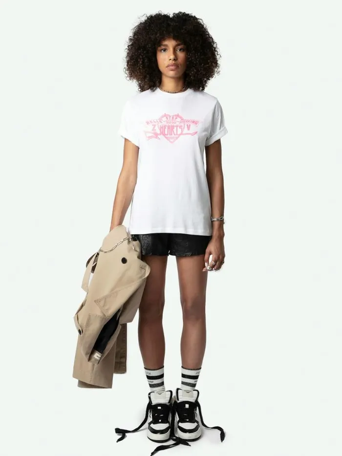 Women Zadig and Voltaire TShirts Edwin Hearts Tshirt White