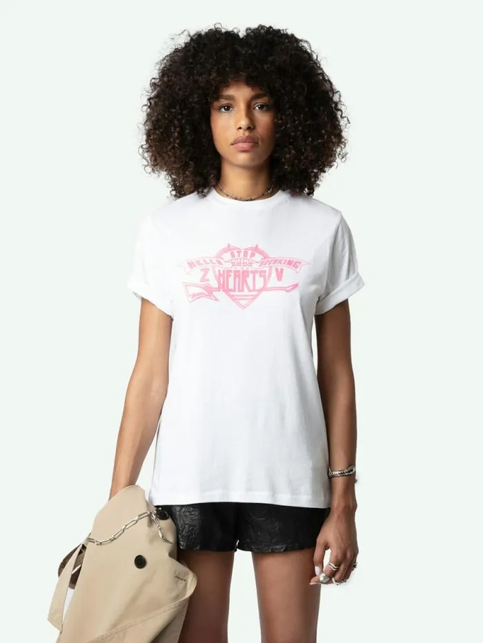 Women Zadig and Voltaire TShirts Edwin Hearts Tshirt White Women Zadig and Voltaire TShirts Edwin Hearts Tshirt White