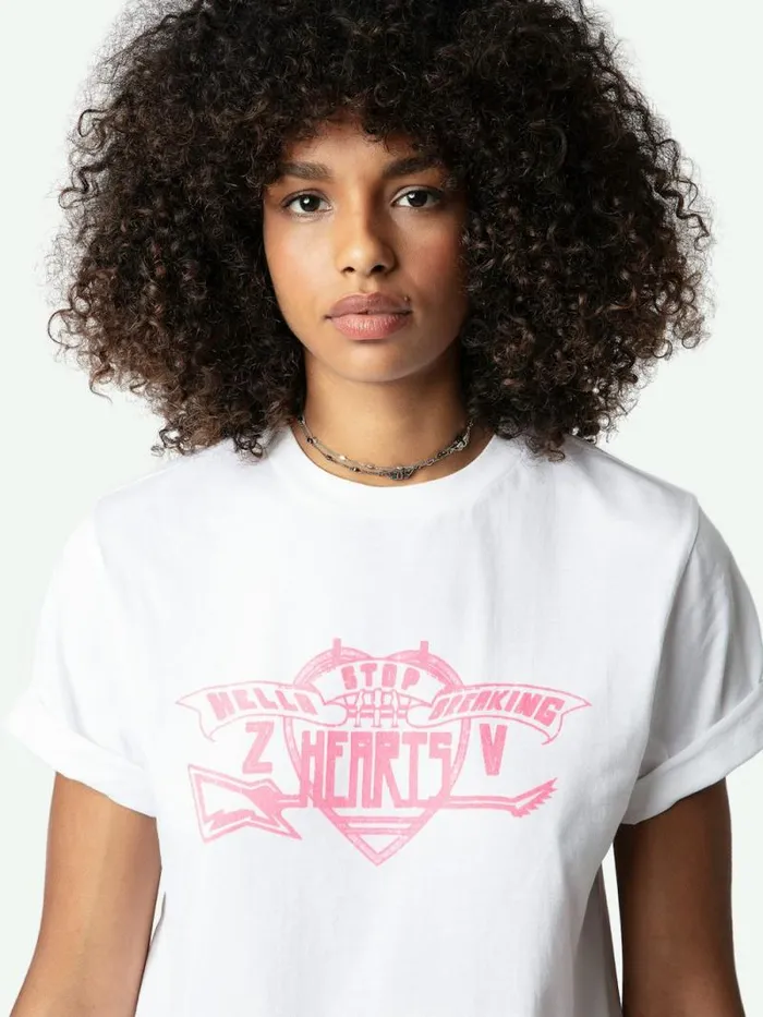 Women Zadig and Voltaire TShirts Edwin Hearts Tshirt White Women Zadig and Voltaire TShirts Edwin Hearts Tshirt White