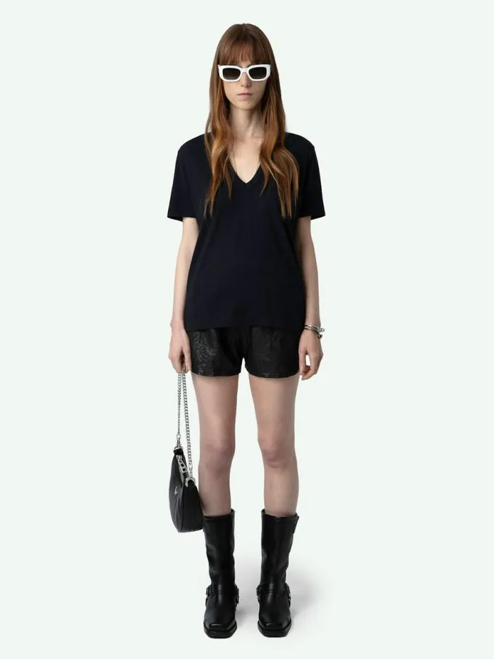 Women Zadig and Voltaire TShirts Wassa Diamante Amour Tshirt Encre