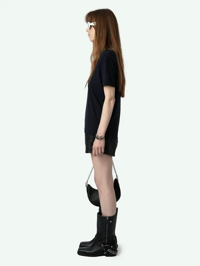 Women Zadig and Voltaire TShirts Wassa Diamante Amour Tshirt Encre Women Zadig and Voltaire TShirts Wassa Diamante Amour Tshirt Encre