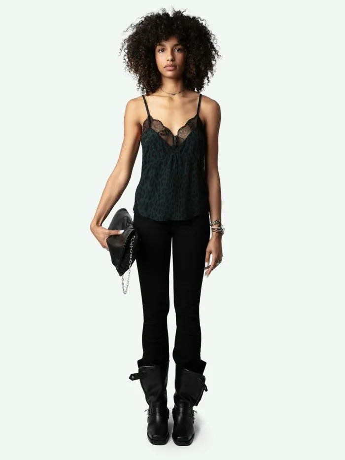 Women Zadig and Voltaire Tops and Shirts Cyoko Leopard Camisole Peaks