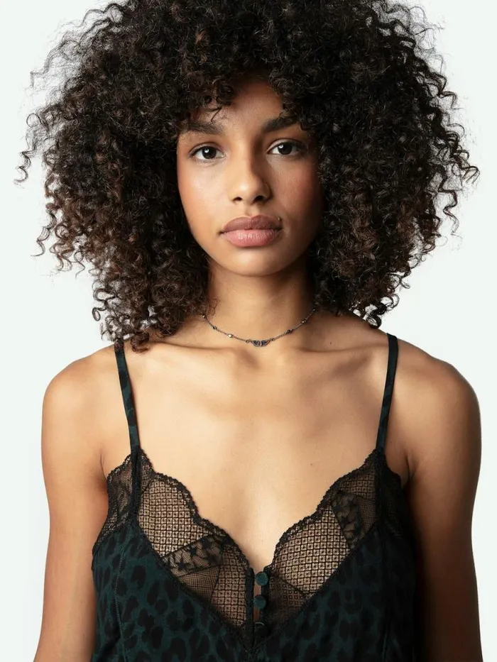 Women Zadig and Voltaire Tops and Shirts Cyoko Leopard Camisole Peaks