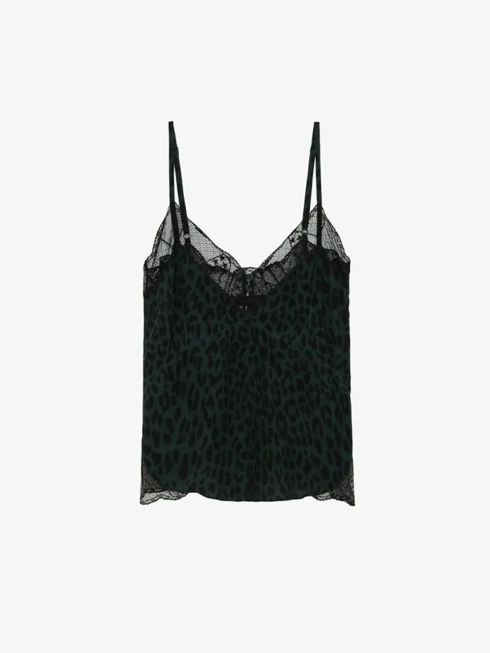 Women Zadig and Voltaire Tops and Shirts Cyoko Leopard Camisole Peaks