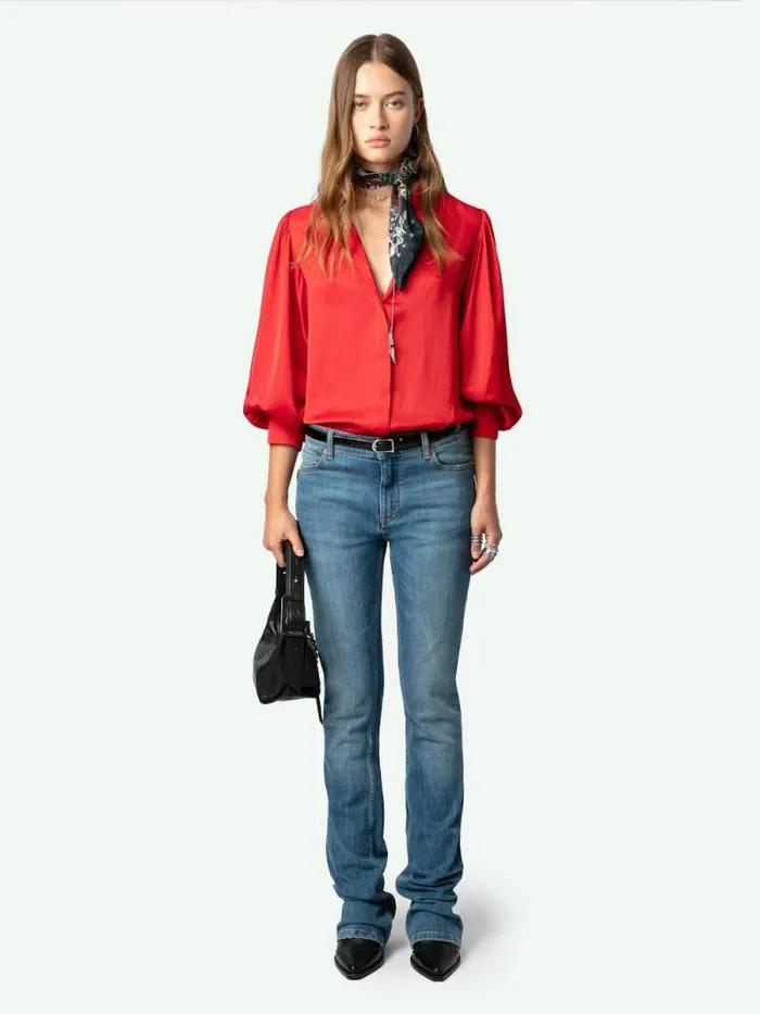 Women Zadig and Voltaire Tops and Shirts Trenta Satin Blouse Cerise