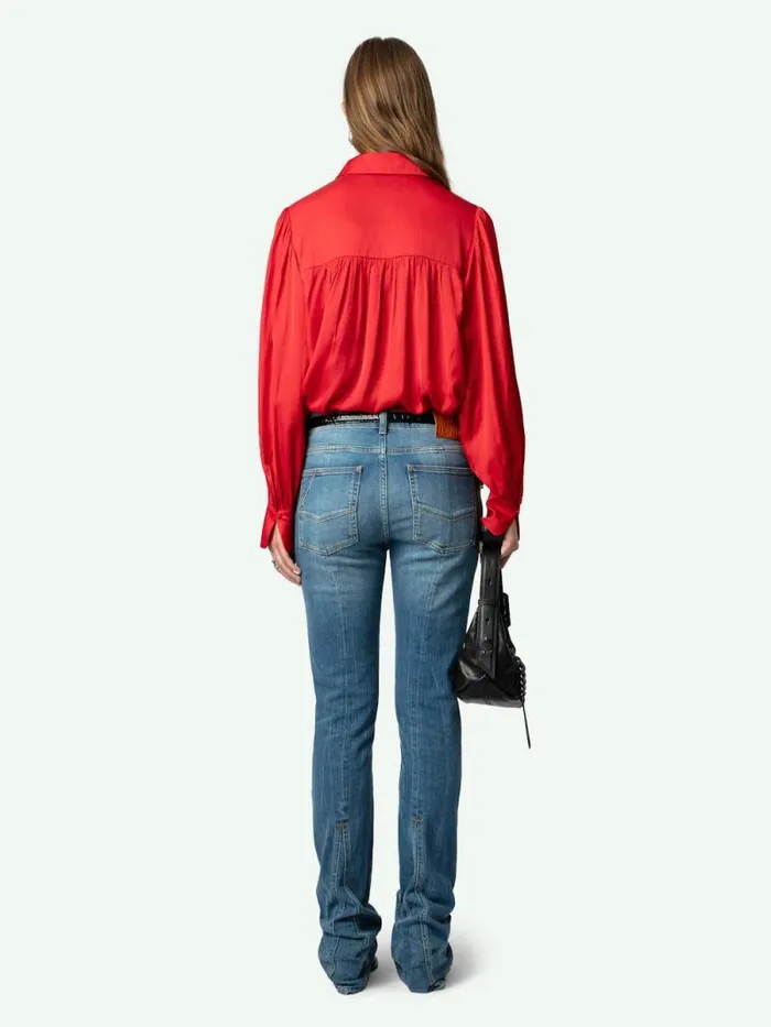 Women Zadig and Voltaire Tops and Shirts Trenta Satin Blouse Cerise