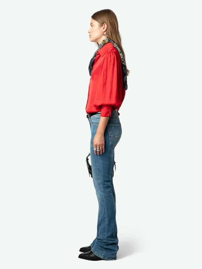 Women Zadig and Voltaire Tops and Shirts Trenta Satin Blouse Cerise