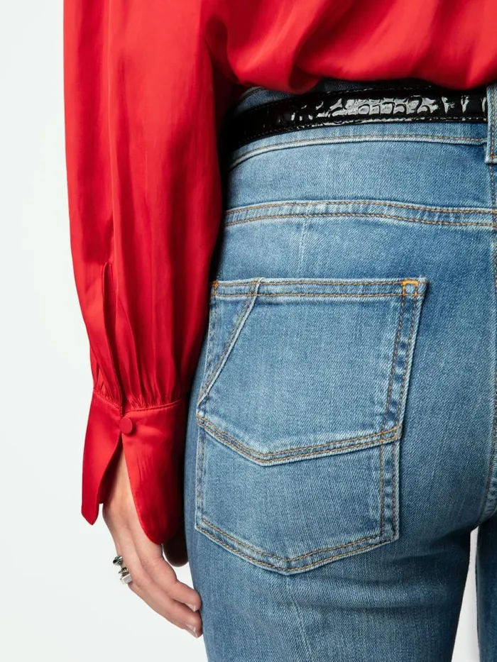 Women Zadig and Voltaire Tops and Shirts Trenta Satin Blouse Cerise