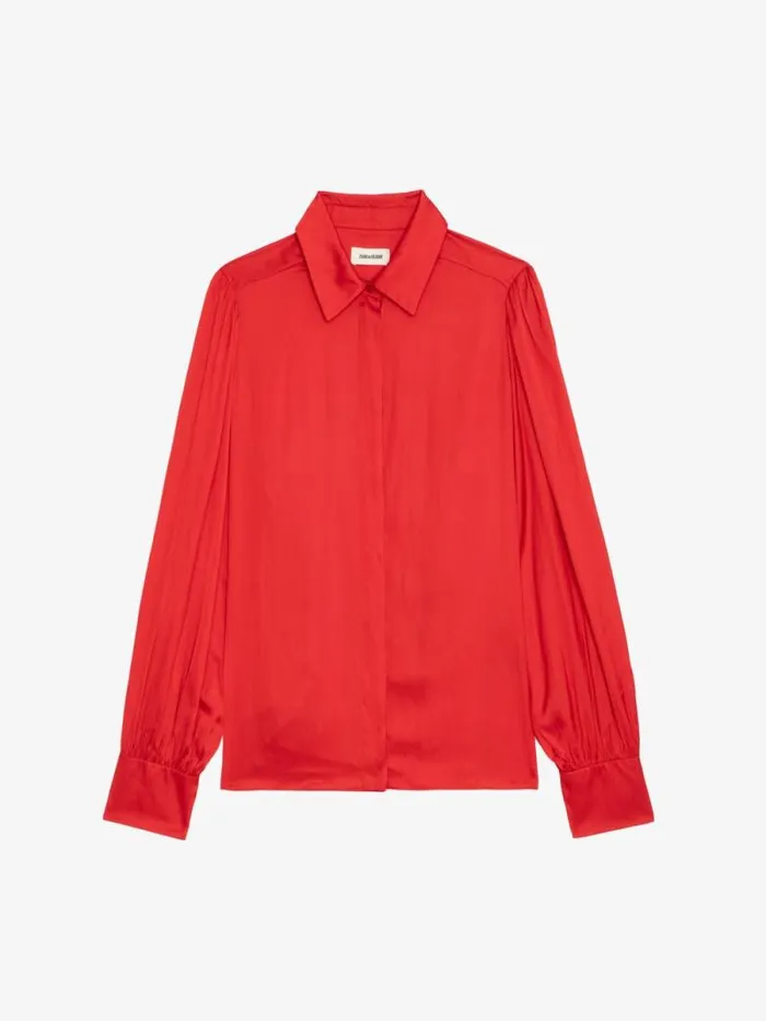 Women Zadig and Voltaire Tops and Shirts Trenta Satin Blouse Cerise