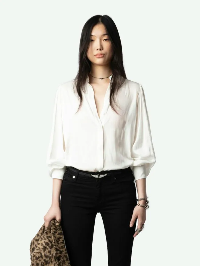 Women Zadig and Voltaire Tops and Shirts Trenta Satin Blouse Judo Women Zadig and Voltaire Tops and Shirts Trenta Satin Blouse Judo