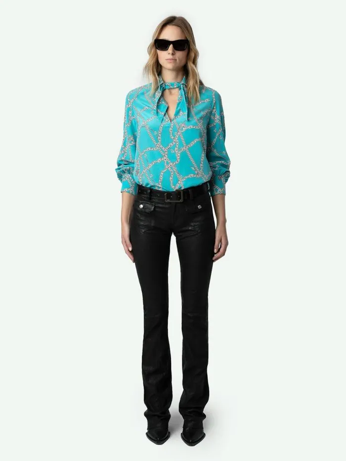 Women Zadig and Voltaire Tops and Shirts Tuile Silk Blouse Aqua