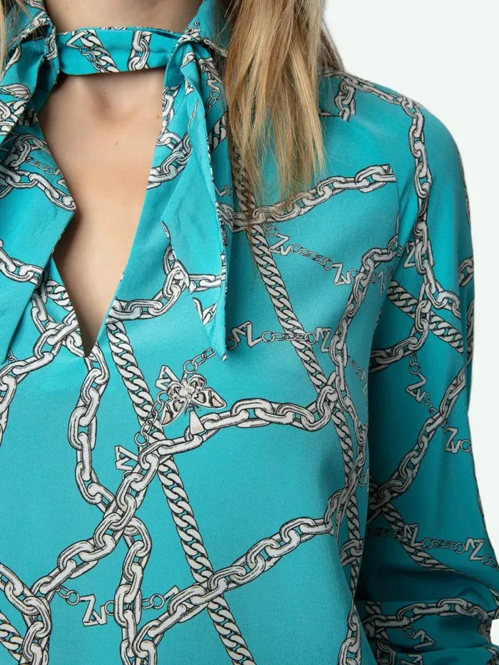 Women Zadig and Voltaire Tops and Shirts Tuile Silk Blouse Aqua