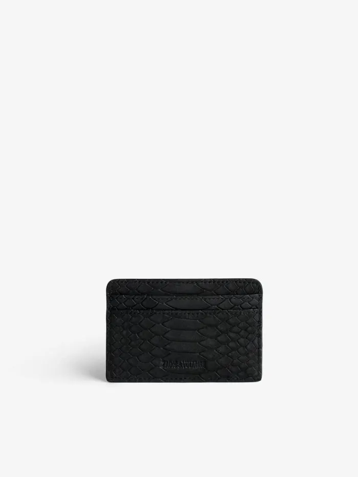 Women Zadig and Voltaire Wallets and Leather Goods ZV Soft Savage Pass Card Case Black