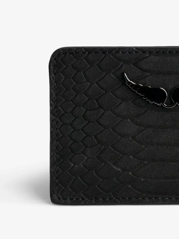 Women Zadig and Voltaire Wallets and Leather Goods ZV Soft Savage Pass Card Case Black