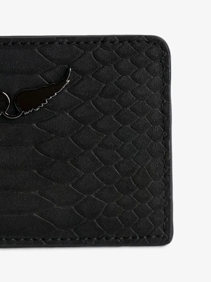 Women Zadig and Voltaire Wallets and Leather Goods ZV Soft Savage Pass Card Case Black