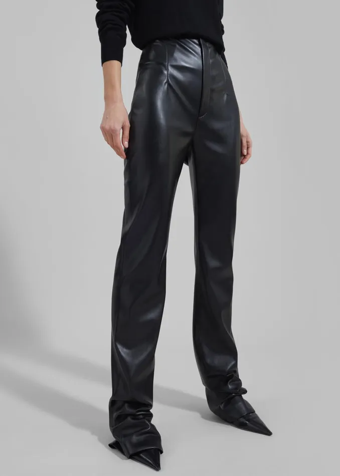 Women Ziggy Long Leather Pants 8211 Black The Frankie Shop Bottoms