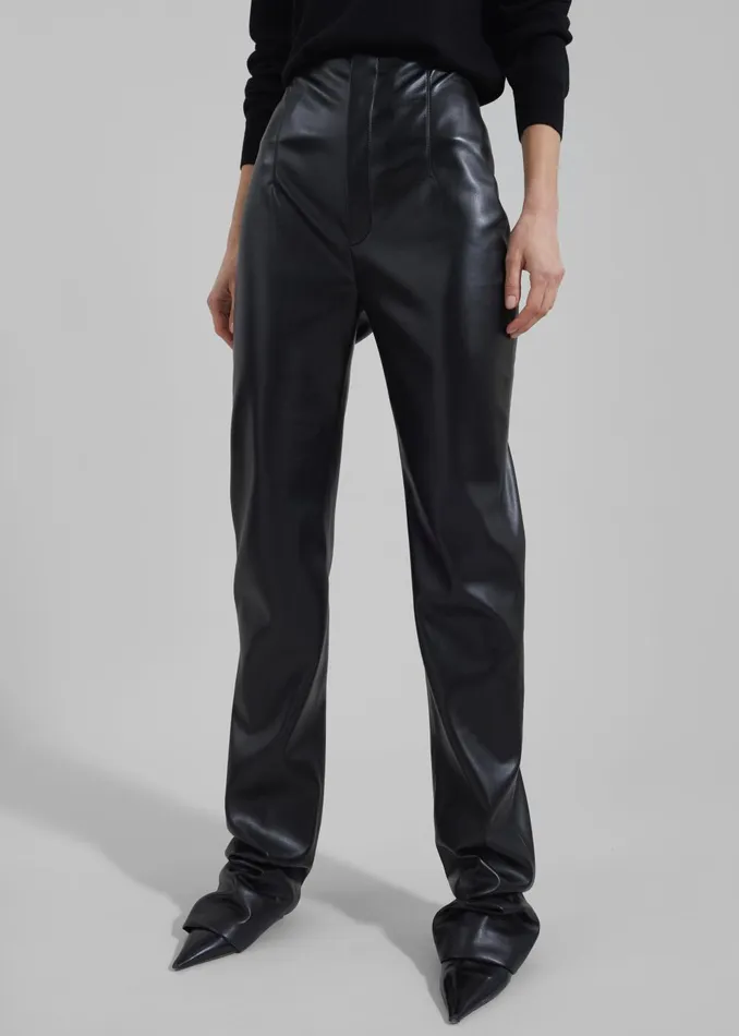 Women Ziggy Long Leather Pants 8211 Black The Frankie Shop Bottoms