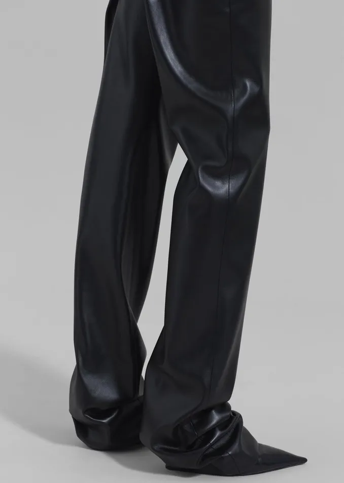 Women Ziggy Long Leather Pants 8211 Black The Frankie Shop Bottoms