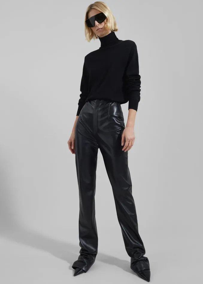 Women Ziggy Long Leather Pants 8211 Black The Frankie Shop Bottoms