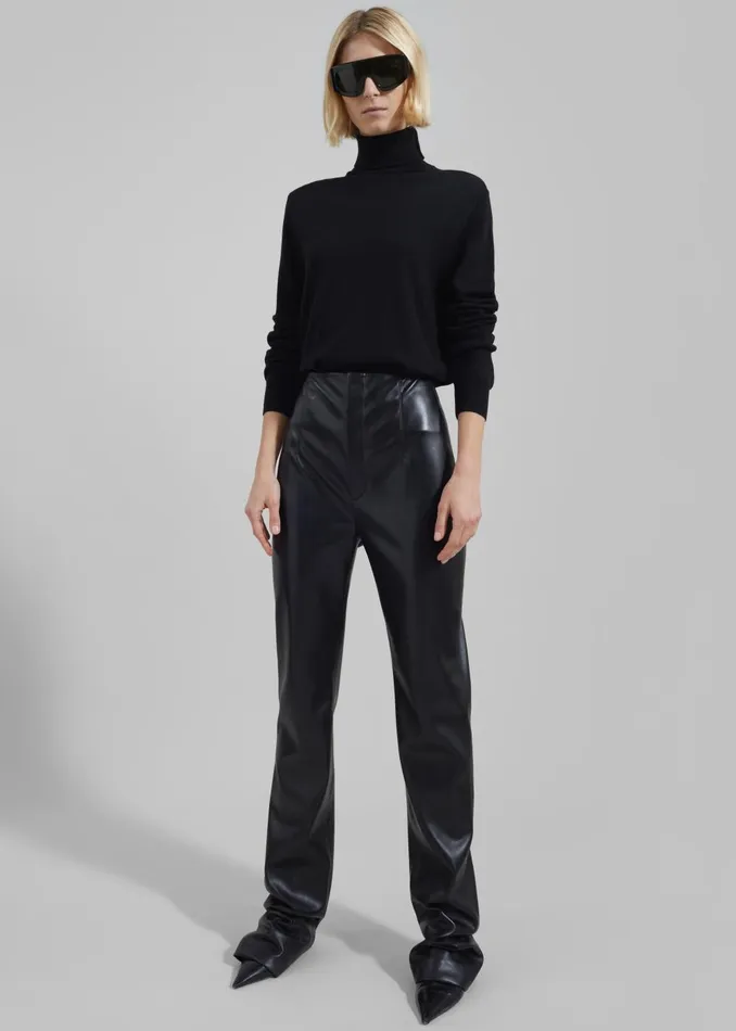 Women Ziggy Long Leather Pants 8211 Black The Frankie Shop Bottoms