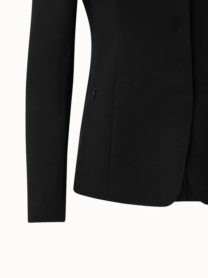 Wool DoubleFace Blazer With Leather Collar Black Women Akris Jackets