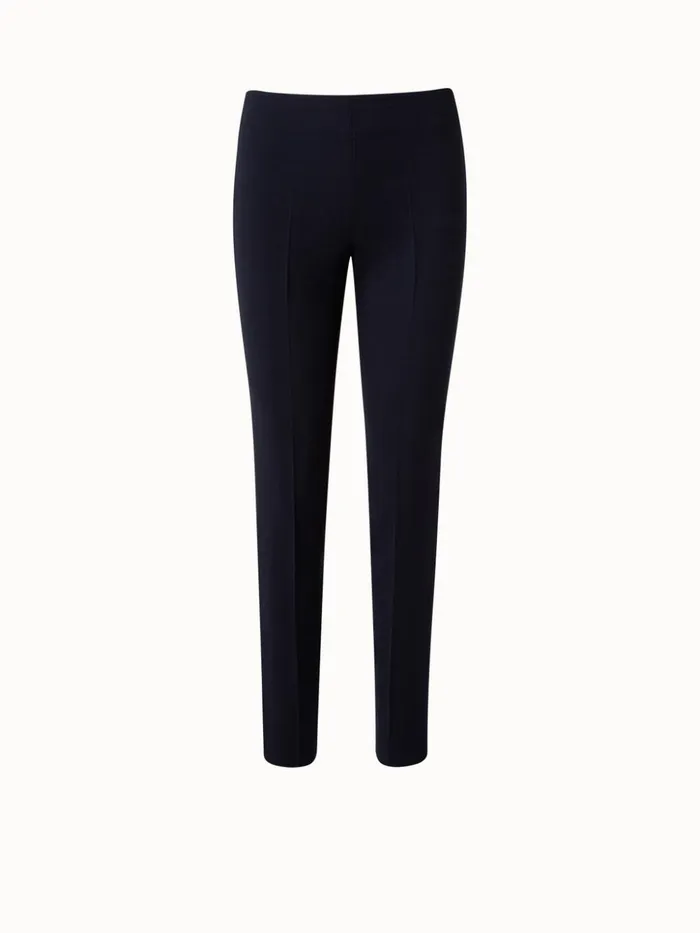 Wool DoubleFace Pants With Slim Leg Navy Women Akris Pants