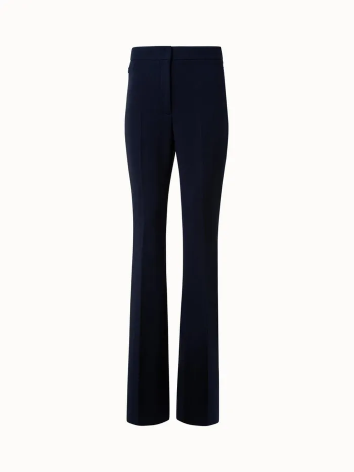 Wool DoubleFace Stretch Bootcut Pants Navy Women Akris Pants