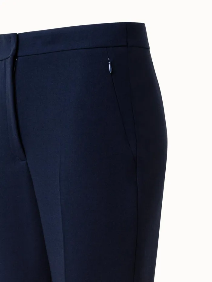 Wool DoubleFace Stretch Bootcut Pants Navy Women Akris Pants