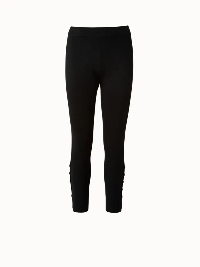 Wool Silk Knit Legging Black Women Akris Knitwear