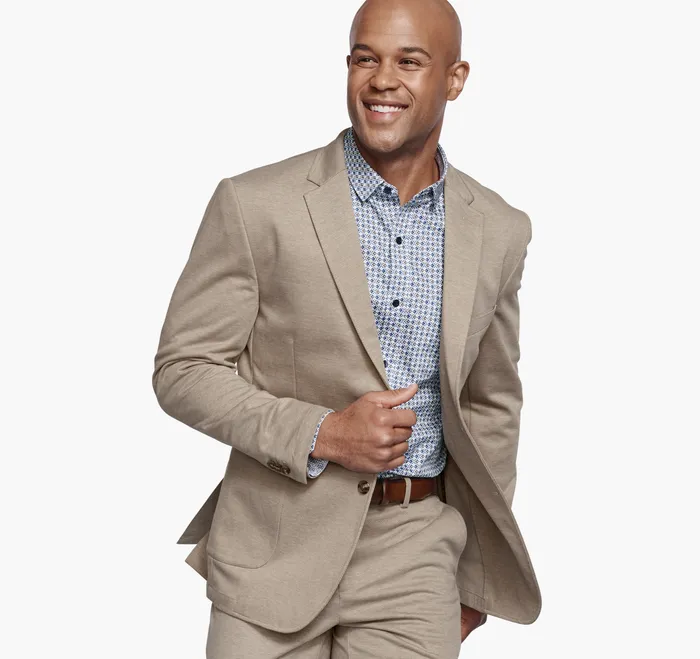 XC Flex Knit Blazer Tan Twill Men Blazers Johnston and Murphy
