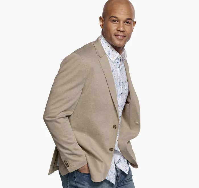 XC Flex Knit Blazer Tan Twill Men Blazers Johnston and Murphy