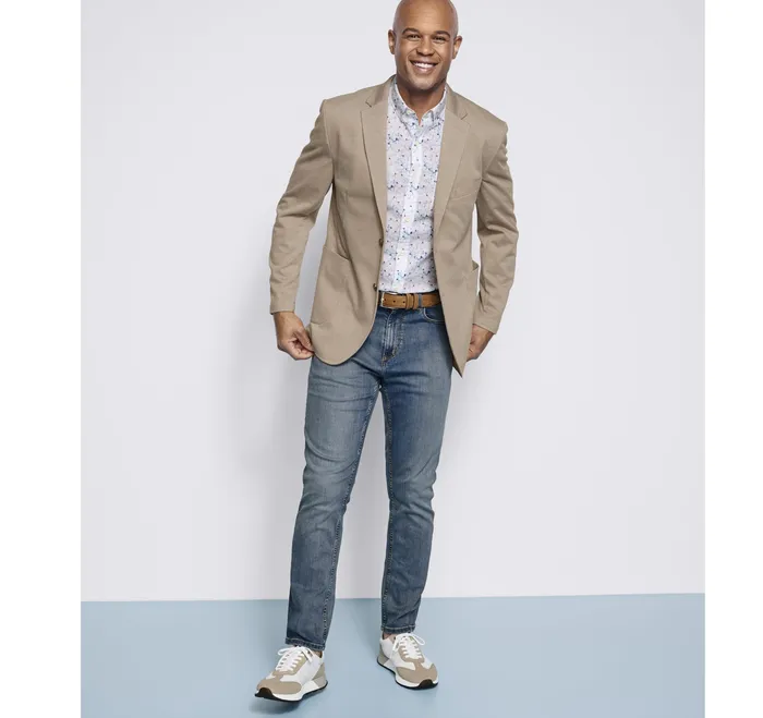 XC Flex Knit Blazer Tan Twill Men Blazers Johnston and Murphy