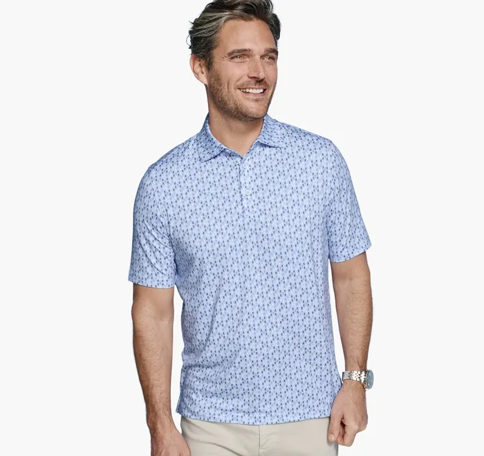 XC4 Performance Print Polos Cool Degree Blue Yeti Polos and Tees Johnston and Murphy Men
