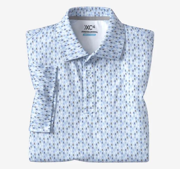 XC4 Performance Print Polos Cool Degree Blue Yeti Polos and Tees Johnston and Murphy Men