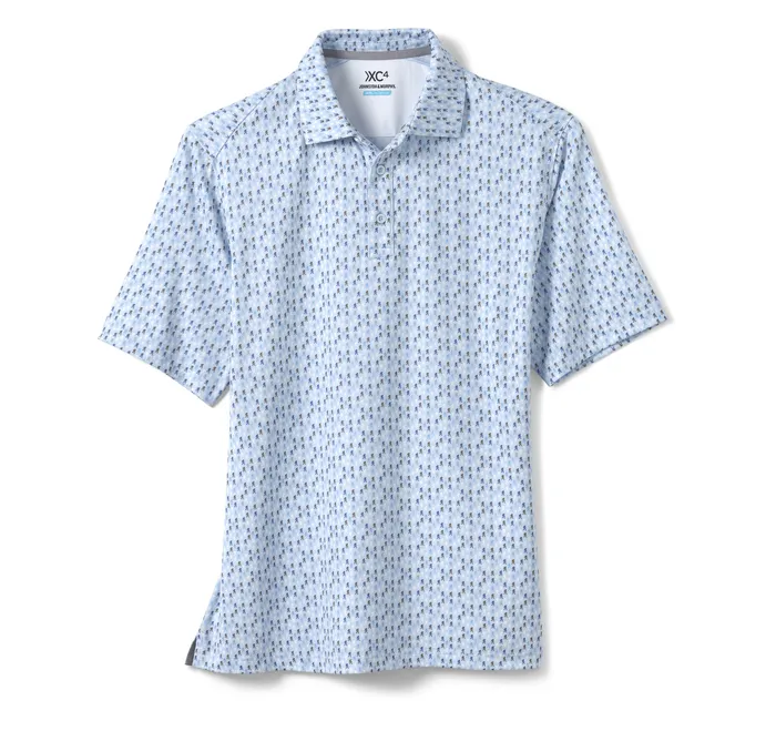 XC4 Performance Print Polos Cool Degree Blue Yeti Polos and Tees Johnston and Murphy Men